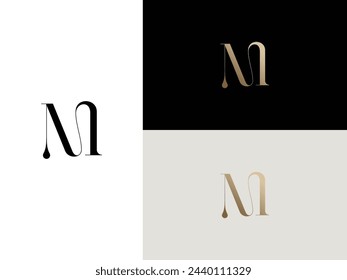 elegant, simple, minimal, and luxury serif font alphabet letter M logo design