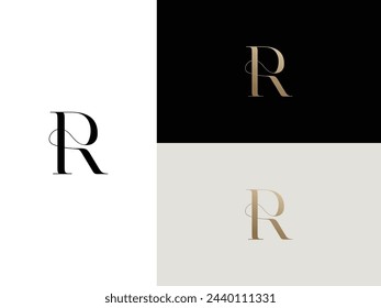 elegant, simple, minimal, and luxury serif font alphabet letter R logo design