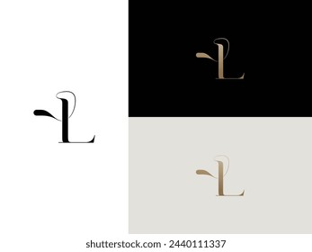 elegant, simple, minimal, and luxury serif font alphabet letter L logo design