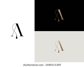 elegant, simple, minimal, and luxury serif font alphabet letter A logo design