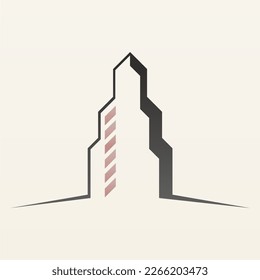 Elegant, simple and minimalist skyscraper logo design. Building logo template. Tall building logo