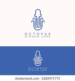 elegant simple octopus squid logo template