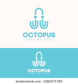 elegant simple octopus squid logo template