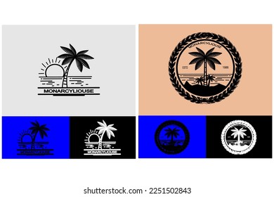 Elegant Simple Palm Tree Logo,vector