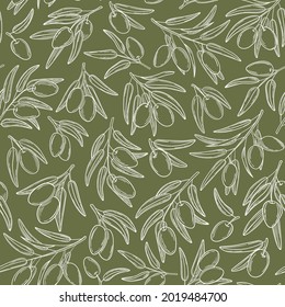 Elegant simple pattern with olives and branches
