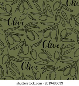 Elegant simple pattern with olives and lettering