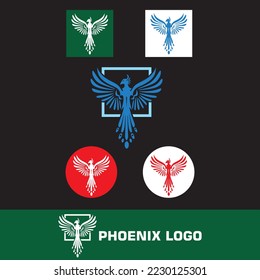 ELEGANT SIMPLE PHOENIX LOGO, silhouette of abstract fantasy bird vector illustration