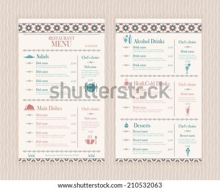 elegant simple restaurant cafe menu list stock vector royalty free