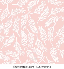 Elegant and simple seamless pattern. Tropical and botanical leaves. Good for textile, wallpaper, wrapping paper.