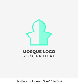 Elegant Simple Semi Lineart Mosque Dome Logo Design