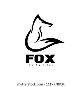 elegant simple sit down fox art logo