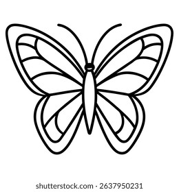 Elegant and simple, this black and white butterfly vector illustration is perfect for a variety of design projects. Featuring a delicate outline and minimalist style.