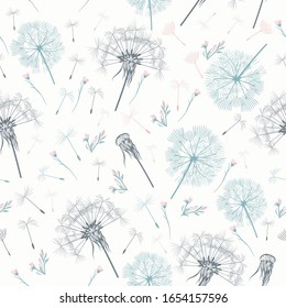 Elegant simple vector pattern with dandelions