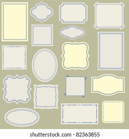 Elegant and Simple Vintage Labels, Frames and Stickers, with various Borders, to Use with Your Designs, on a Web Site or in Scrapbook Projects, Large Set