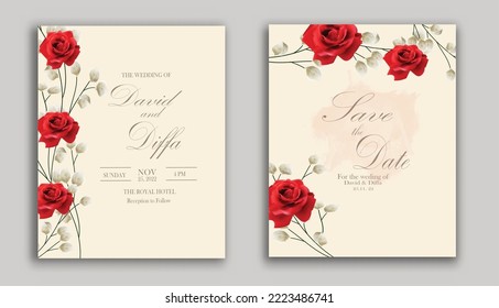 elegant and simple wedding invitation with watercolor elements