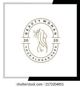 El logo parcial del cuerpo de una mujer elegante y sencilla, hecho con un concepto de línea