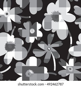 Elegant and simplistic vector seamless pattern design, repeating background with spring flowers for web and print use
