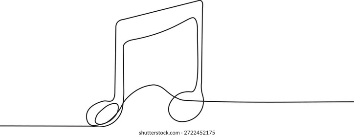 Elegant single continuous line drawing of a musical eighth note, symbolizing music, sound, rhythm, and melody.