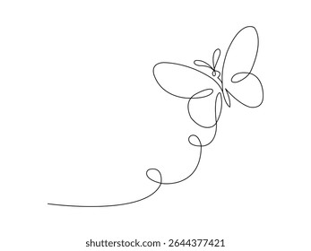 Linha única elegante borboleta desenho primavera natureza minimalista arte Design ilustração vetor. borboleta uma linha arte vetor