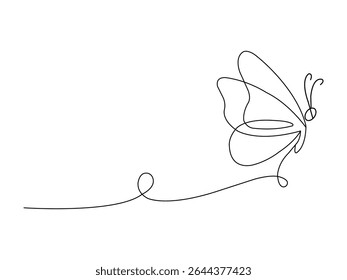 Elegant Single Line Butterfly Drawing Spring Nature Minimalist Art Design vector illustration. butterfly one line art vector