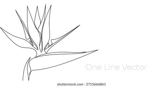 Elegante dibujo de una sola línea captura la belleza exótica de una flor de pájaro del paraíso. Perfecto para proyectos de diseño minimalista moderno. Arte botánico con una estética contemporánea. Ilustración vectorial
