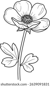 Elegant single line drawing of a delicate flower, perfect for minimalist designs, invitations, or branding.  Botanical illustration in black and white, vector format.