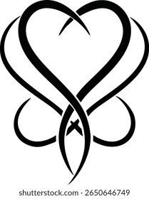 Elegant single line heart logo design with a twisted artistic concept