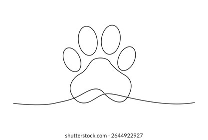 Elegant Single Line Paw Print Drawing Minimalist Pet Design Animal Track Graphic