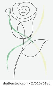 Elegant Single Line Rose Drawing - Handdrawn Floral Illustration for Modern Design, Minimalist Art, and Botanical Decor
