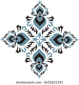 "Elegant single motif border design in screen print style, featuring detailed floral and ornamental elements. Ideal for saree borders, dress hems, dupattas, and home textile trims. Clean and high-reso