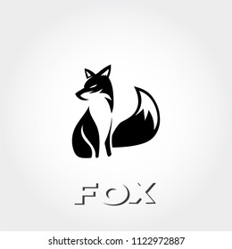 Elegant siting fox art logo