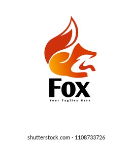 elegant Sitting fox extracted for look logo