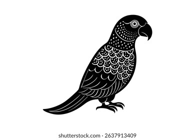 elegant sitting parrot with layered paisley textur