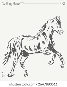 Um Esboço Elegante Retratando um Majestic Walking Horse em Movimento, Capturando sua Essência e Beleza