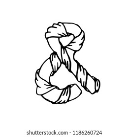 Elegant sketch wrapped ribbon ampersand for wedding invitation or holiday card. Vector illustration.