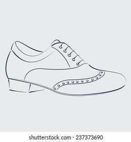 Elegant sketched man's shoe for Argentine tango dancing. Background can be easily removed. Design template for label, banner, postcard, logo. Vector.