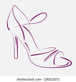 Elegant sketched woman's shoe for Argentine tango dancing. Background can be easily removed. Vector illustration.