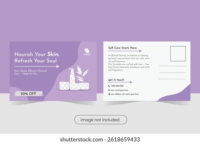 Elegant Skin Care Promotional Postcard Design Template