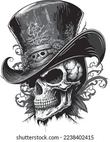 Calavera elegante con sombrero