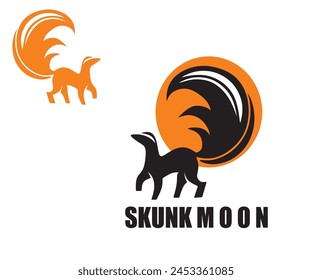 ELEGANT SKUNK WALKING LOGO, silhouette of great smell animal vector illustrations