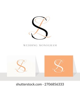 Diseño elegante del logotipo del monograma de la boda de SL LS