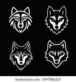 Elegant and sleek minimalist wolf head vector mascot, perfect for logo design or icon use. High-quality and versatile graphic.