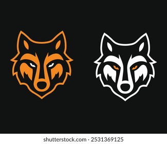 Elegant and sleek minimalist wolf head vector mascot, perfect for logo design or icon use. High-quality and versatile graphic