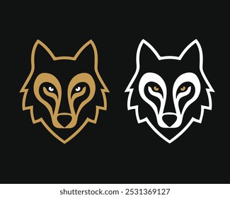 Elegante e elegante mascote vetor cabeça de lobo minimalista, perfeito para design de logotipo ou uso de ícone. Gráficos versáteis e de alta qualidade