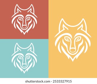 Elegant and sleek minimalist wolf head vector mascot, perfect for logo design or icon use. High-quality and versatile graphic