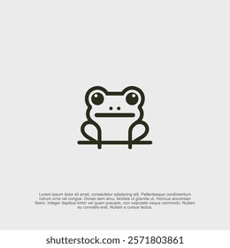 Elegant, sleek, and sophisticated minimalist outline frog logo design, featuring clean lines, precision, and a modern aesthetic for unique and playful branding.