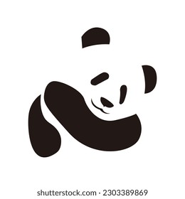 elegant sleeping panda logo on black and white