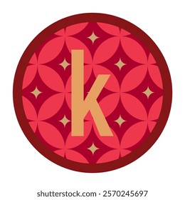 Elegant small letter k icon with floral-inspired design in rich red tones