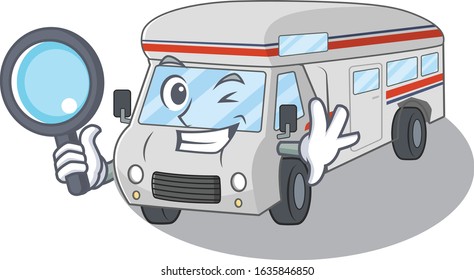 Elegant and Smart campervan Detective cartoon design concept