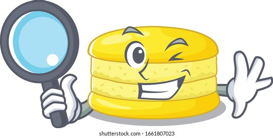 Elegant and Smart lemon macaron Detective cartoon design concept